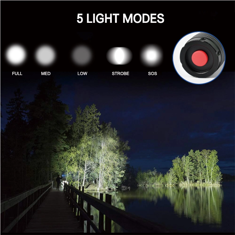 Brightenlux Super Bright Small Zoomable LED Tactical Flashlights &amp; Torches with 5 Modes Light Torch Light